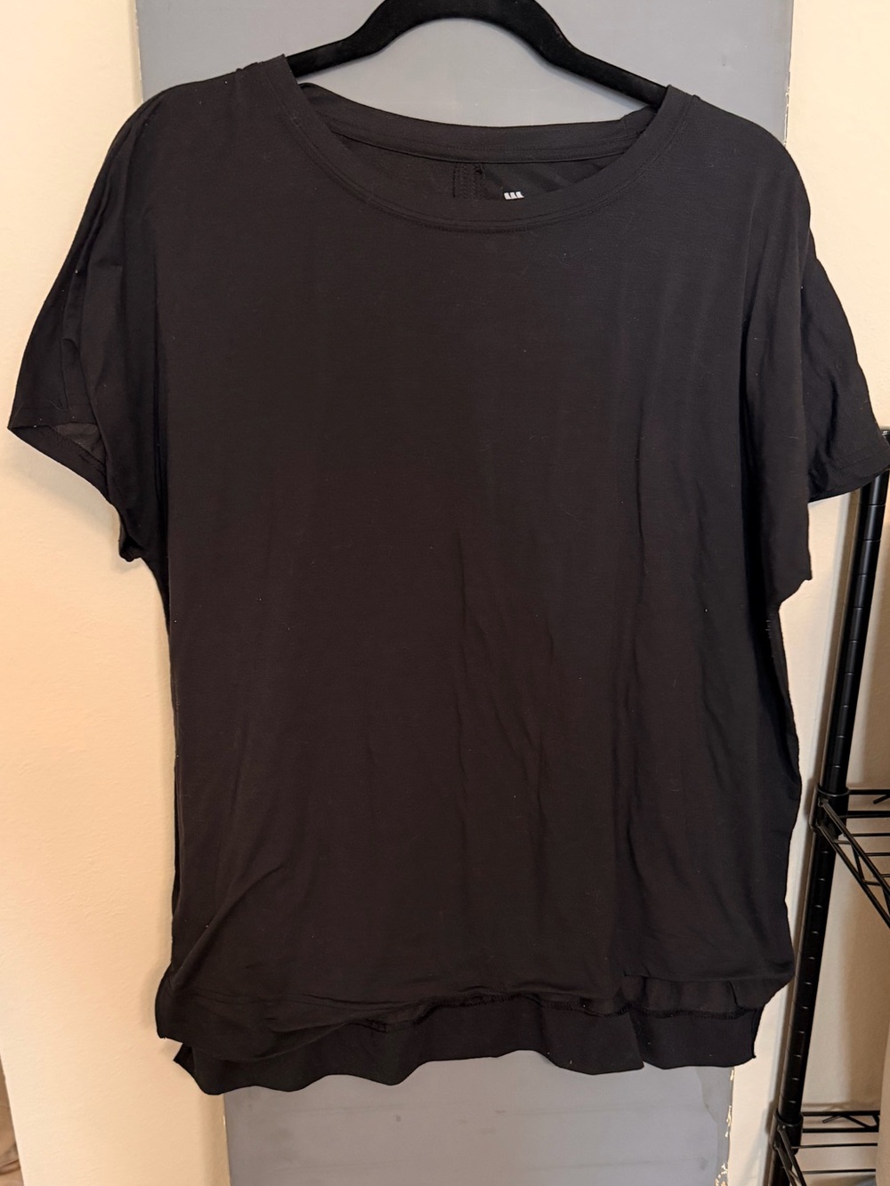 all in motion Black Short Sleeve Layered-Hem Tee